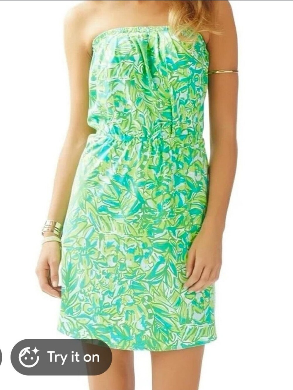 Lilly Pulitzer Willow Dress Strapless Size Medium- Citrus Green $98 MSRP